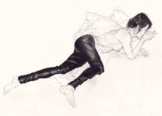 Riccardo Mannelli, Fuoriscena. Matita su carta, 30x45 cm, 2018