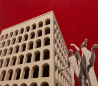 Mauro Reggio, Colosseo quadrato. Olio su tela, 60x80cm, 2019.