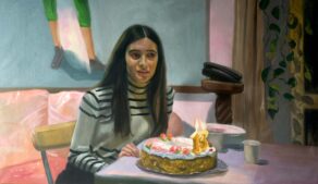 Federico Lombardo, La sognatrice [figlia]. Olio su tavola, 140x85 cm, 2020