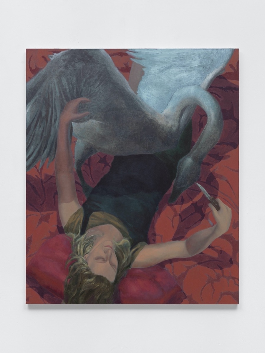 Alessandro Fogo, Dead swan. Olio su tela, 120x100 cm, 2022