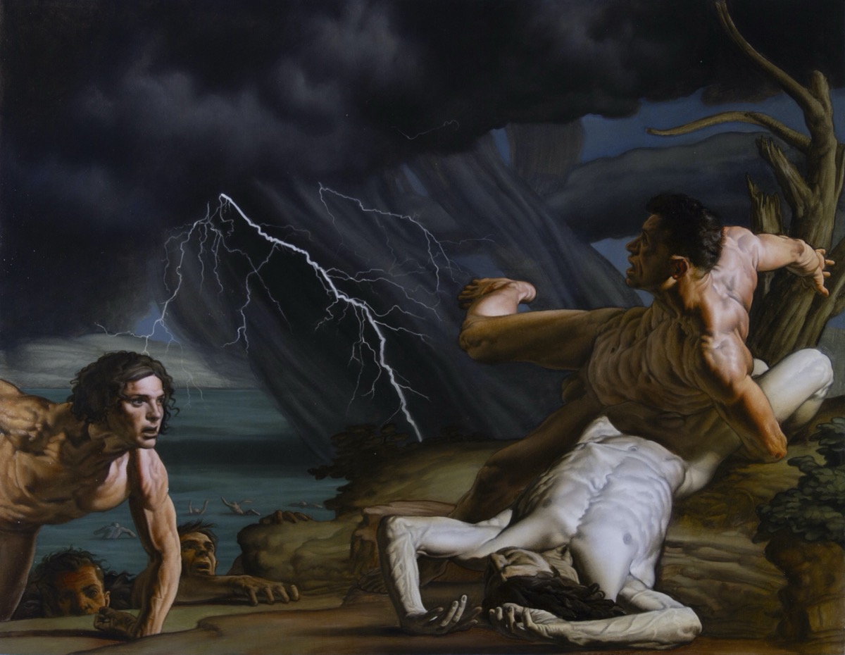 Nicola Verlato, The Flood. Olio su tela, 77x100 cm, 2023