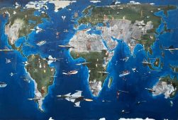 Daniele Galliano, Worlds in collision. Olio su tela, 200x300 cm, 2024.