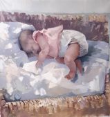 Letizia Fornasieri, Cecilia. Olio su tela, 130x120 cm, 2024.