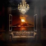 Tommaso Ottieri, Vesuvio. Olio su tavola, 85x85 cm, 2025